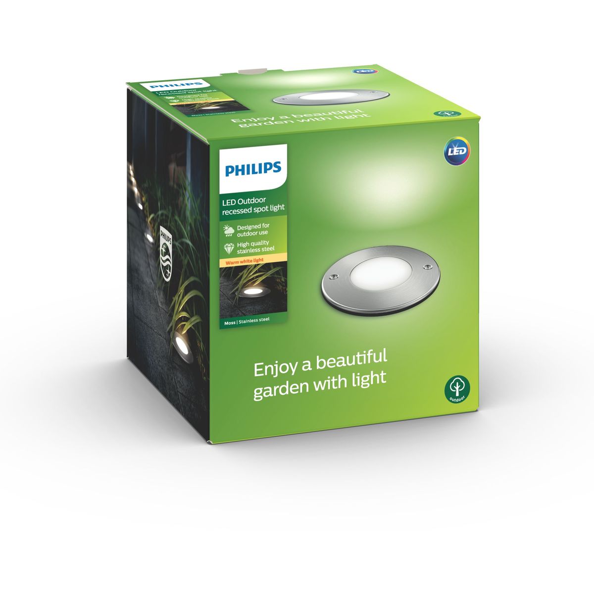 Philips - Moss Einbauleuchte Edelstahl 1x3W 230V