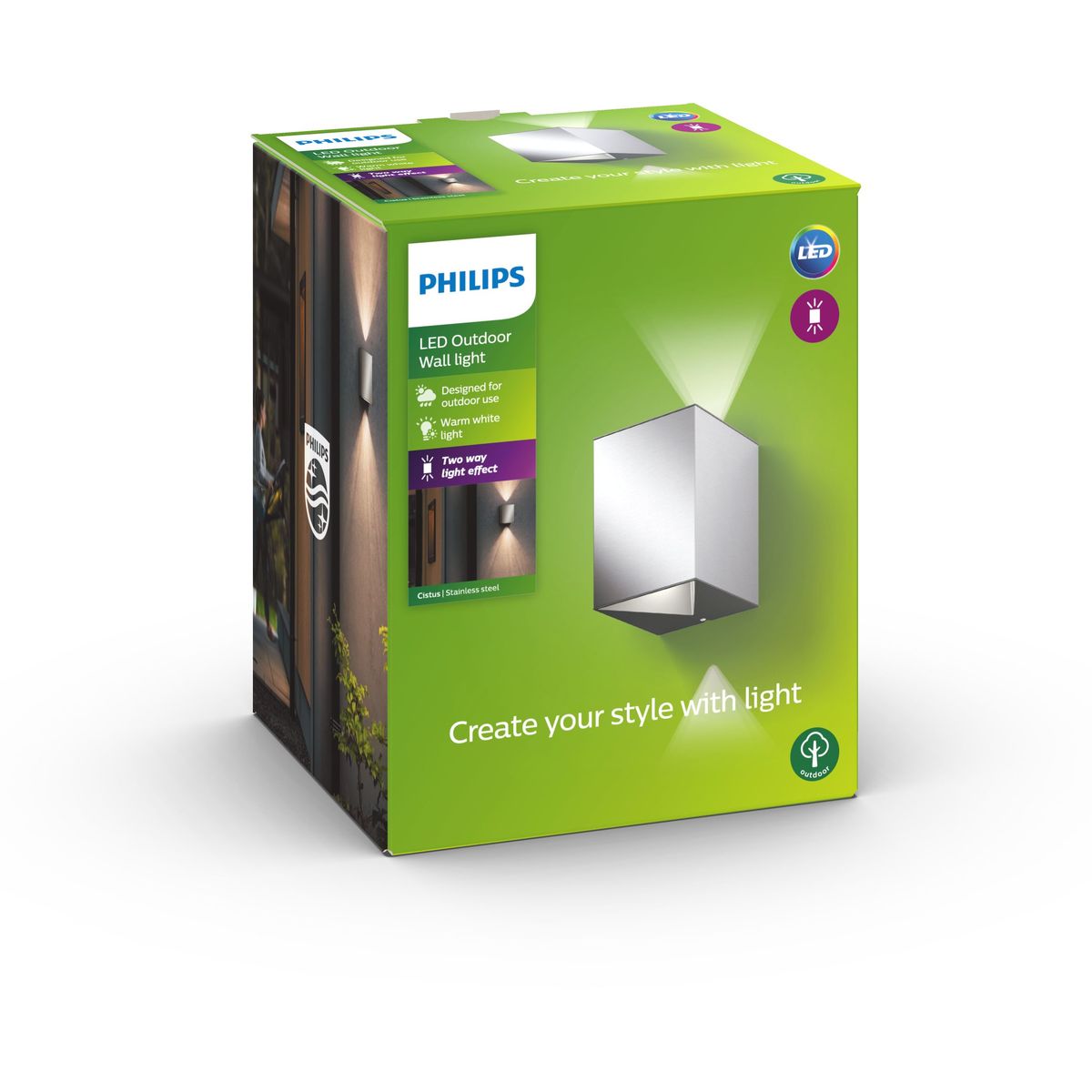 Philips - Cistus Wandleuchte Edelstahl 2x4,5W SELV