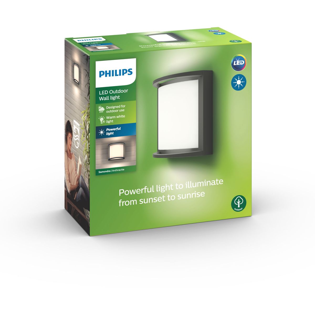 Philips - Samondra Wandlaterne Anthrazit 1x12W