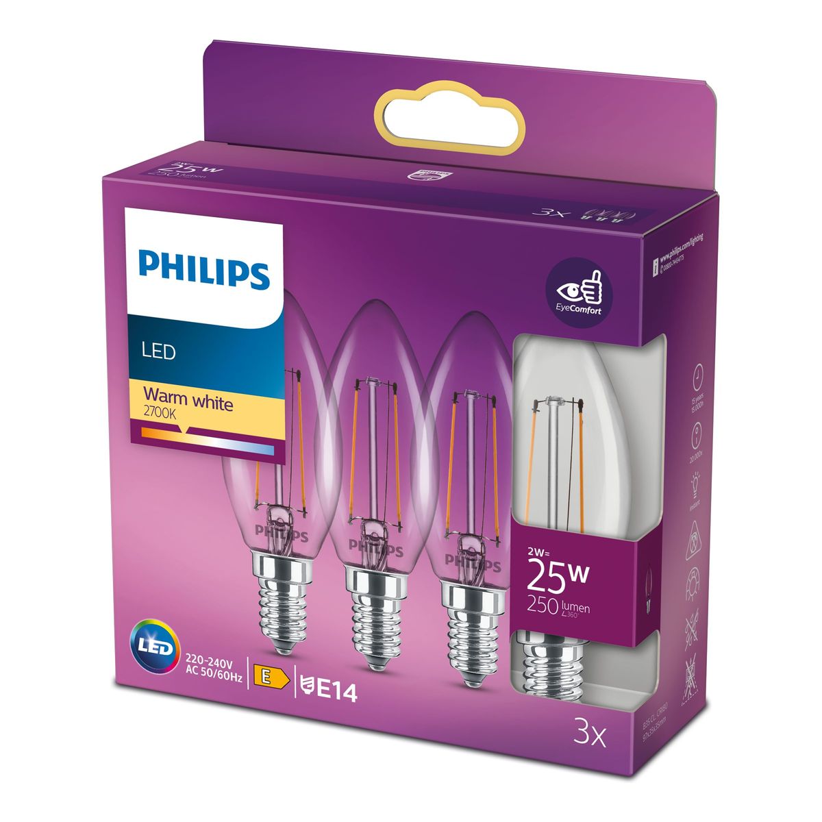 Philips - LED classic 25W B35 E14 WW CL ND 3SRT6