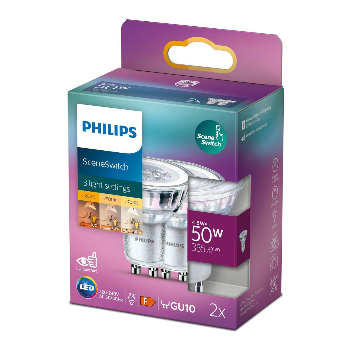 Philips - LED SSW 50W GU10 WW 36D RF ND 2SRT6