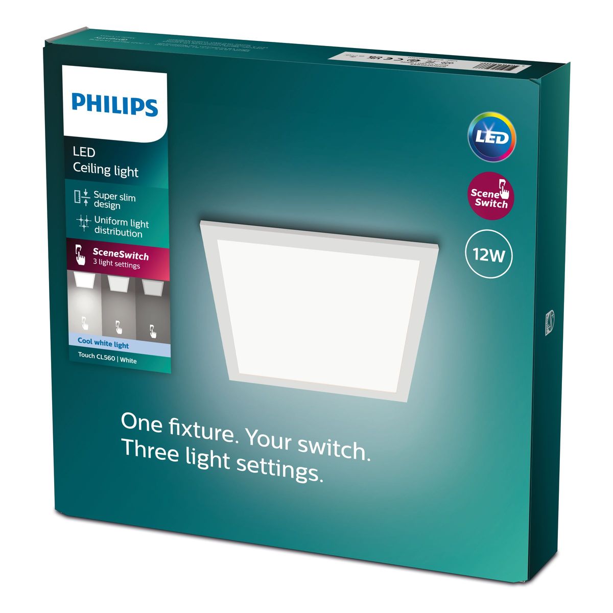 Philips - Touch-Deckenleuchte CL560 SS SQ 12W 40K W HV06