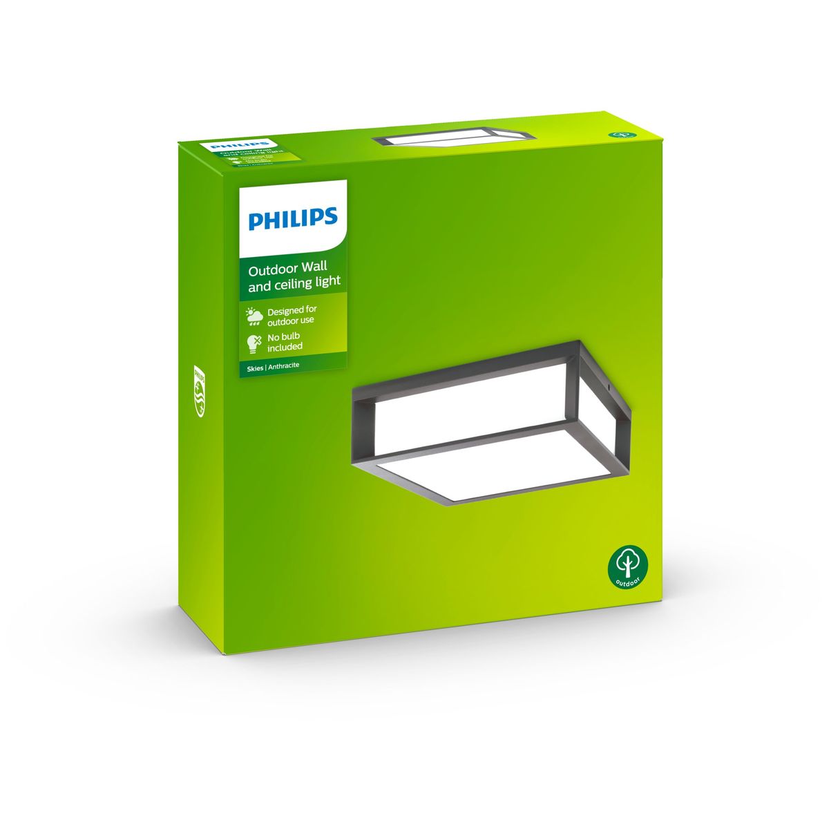 Philips - Skies Wandlaterne Anthrazit 2x14W 230V