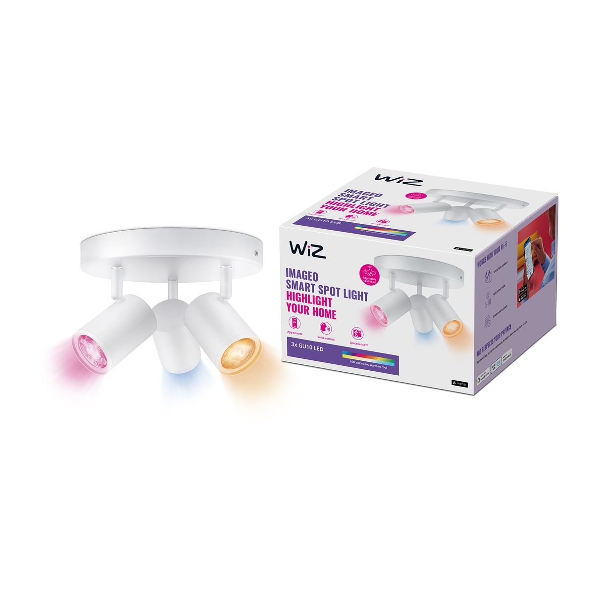 Philips - IMAGEO WiZ Spots 3x5W W 22-65K RGB RD