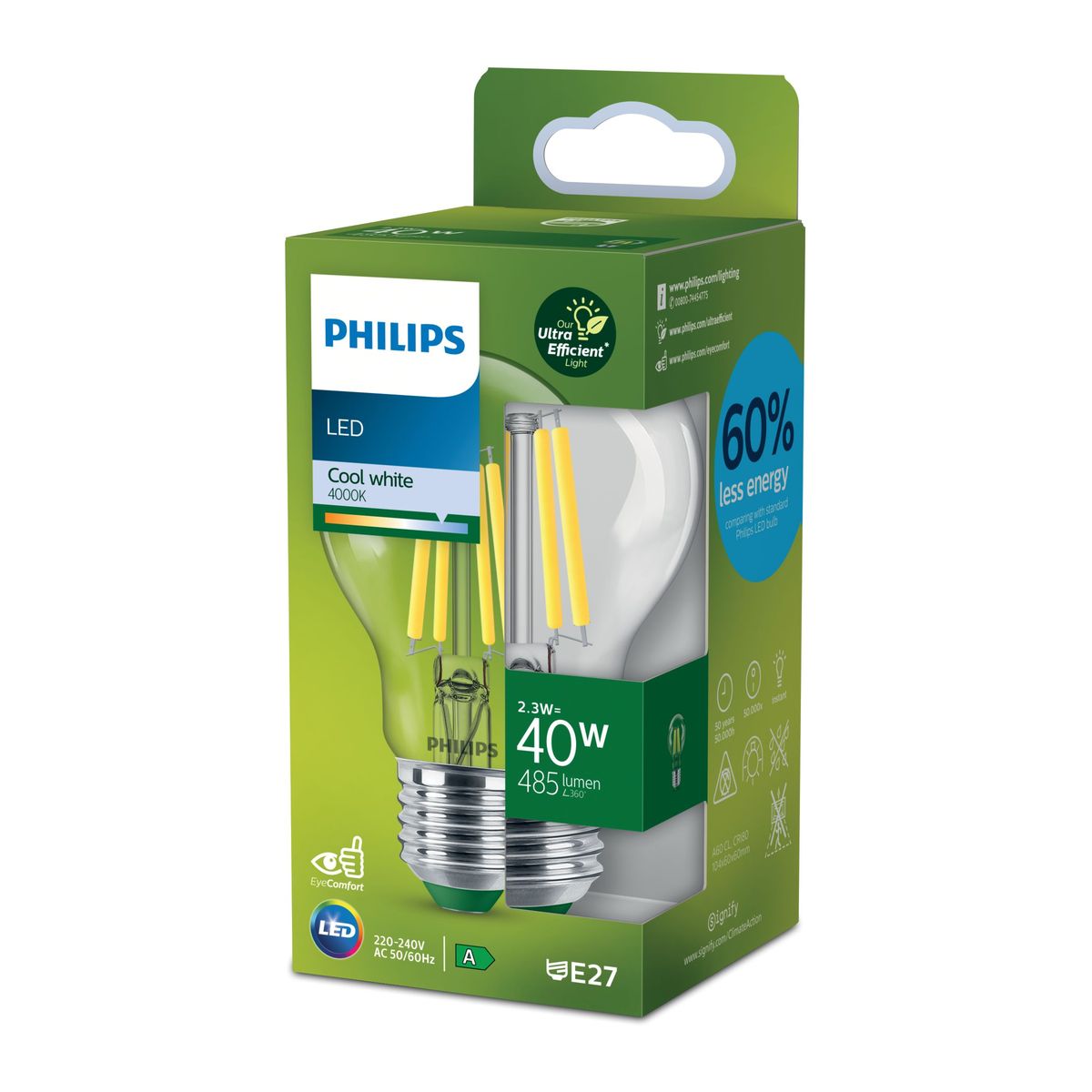 Philips - LED CLA 40W A60 E27 4000K CL UE SRT4