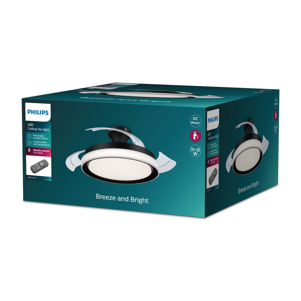 Philips - Bliss DC Deckenventilator 28W+35W TW Schwarz