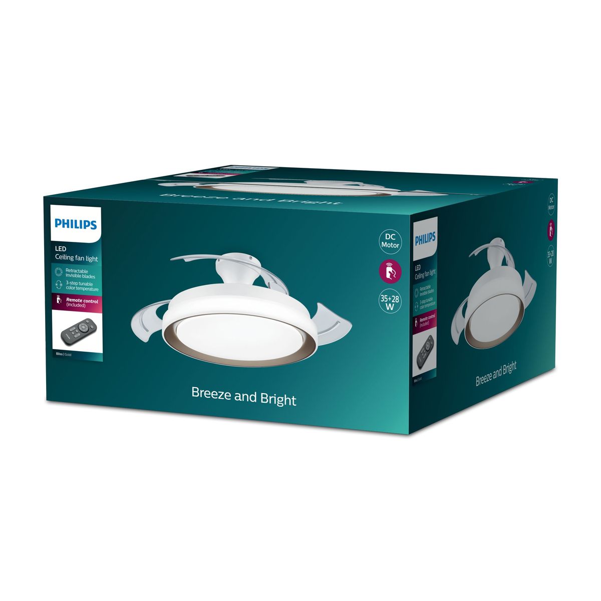 Philips - Bliss DC Deckenventilator 28W+35W TW Gold