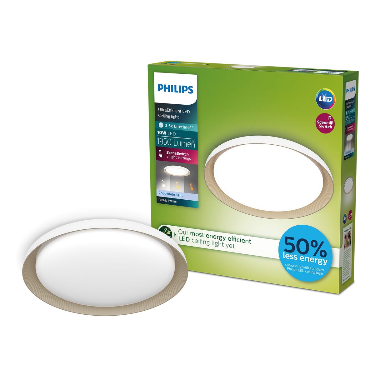Philips - Pebblo UE Ceiling SS W 10W 40K