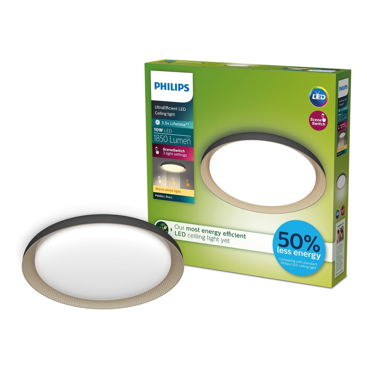 Philips - Pebblo UE Ceiling SS B 10W 27K