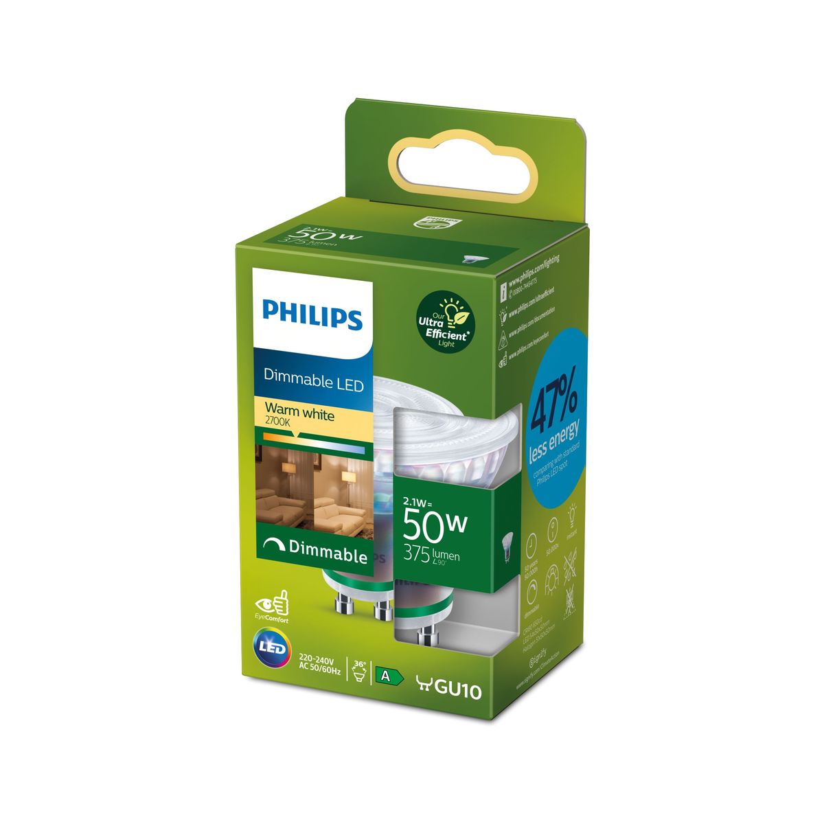 Philips - LEDClassic 50W GU10 WW 36D DIM UE SRT4