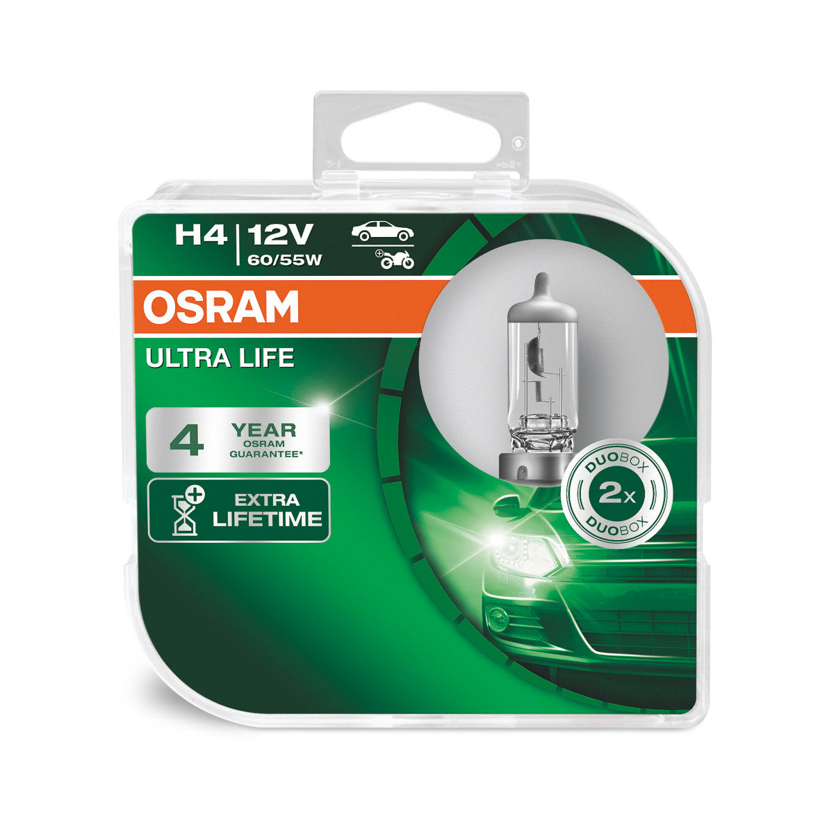 OSRAM ULTRA LIFE - H4-Halogen-Scheinwerferlampe - Duo-Box