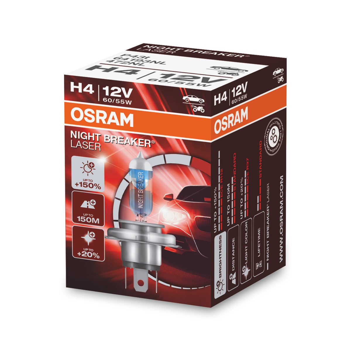 OSRAM NIGHT BREAKER® LASER H4 Faltschachtel 1er-Pack