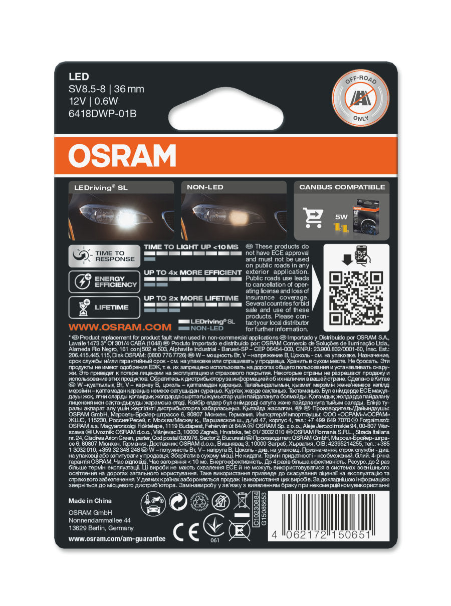 LEDriving® LEDlampa SL C5W (36 mm) | Vit - bild 3