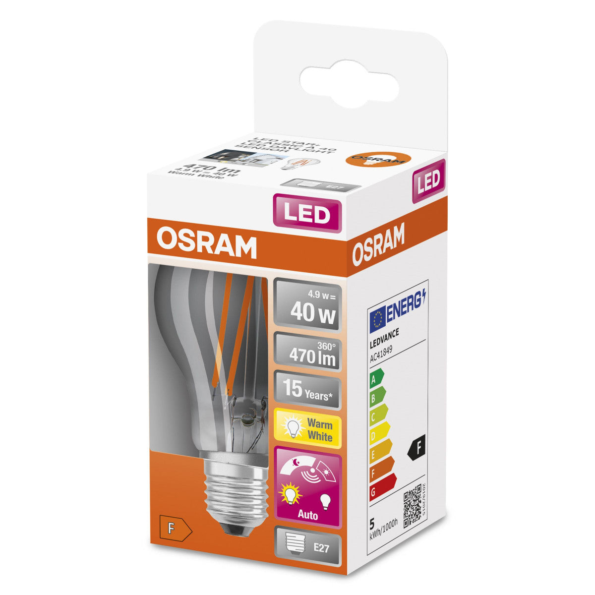 OSRAM LED-LAMPA RUND KLAR (40) E27 KALLVIT