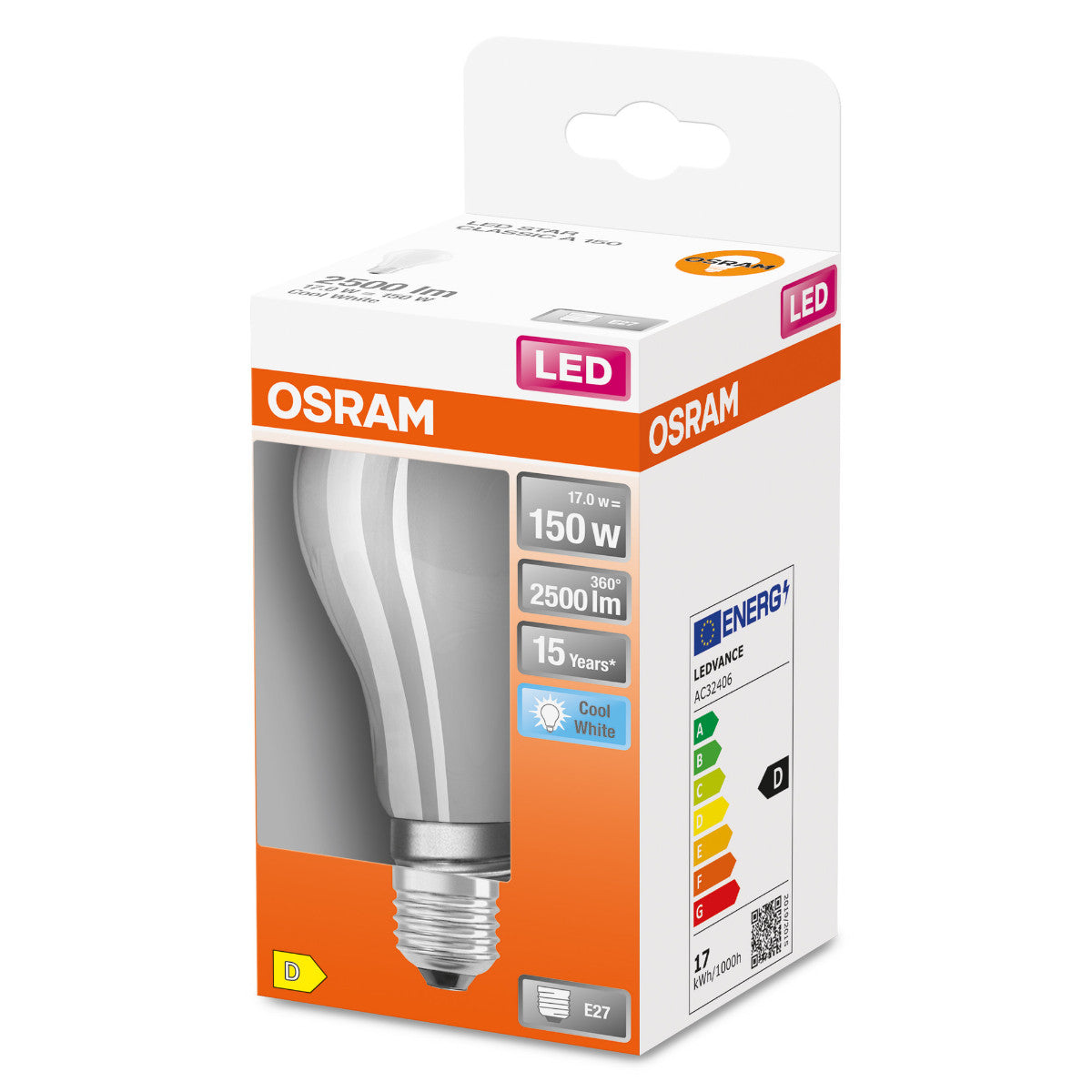 OSRAM LED-LAMPA RUND MATT (150) E27 VARMVIT