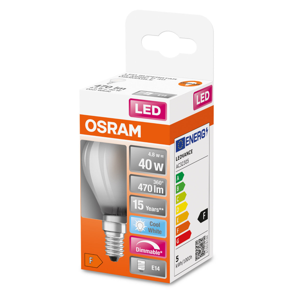 OSRAM LED-LAMPA RUND MATT (40) E14 DIM