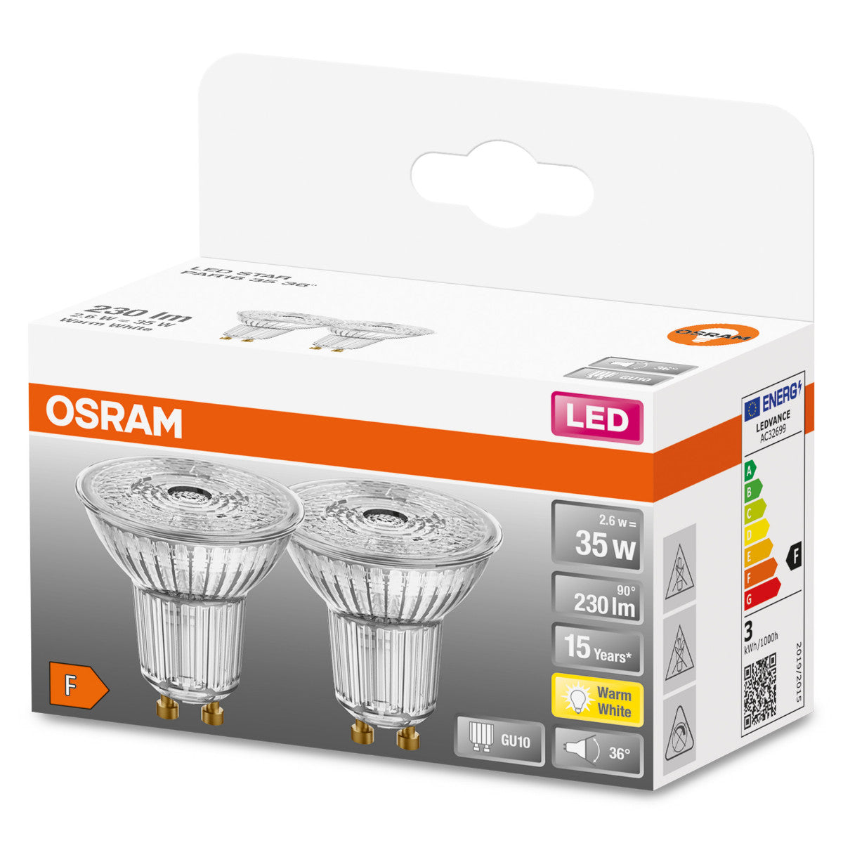 OSRAM LED-LAMPA REFLEKTOR MATT (35) GU10 2-P