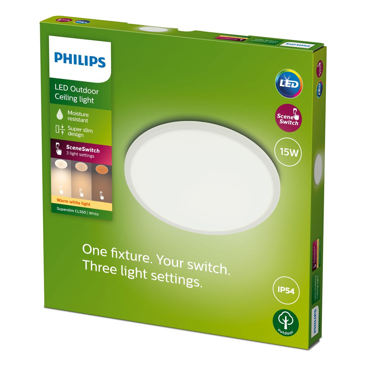Philips - SuperSlim Decke SSW 15W 27K Weiß IP54