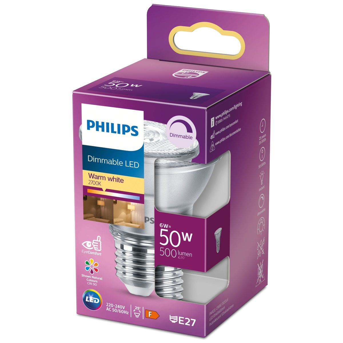 Philips - LED Classic 50W PAR20 E27 WW 25D D 1SRT4