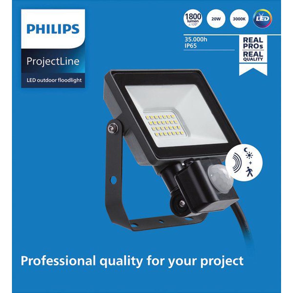 Philips - Projectline Flutlicht 20W 3000K Sensor