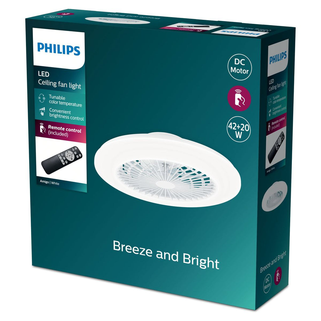 Philips - Amigo Flachventilator Decke IR RD 20W+42W WH