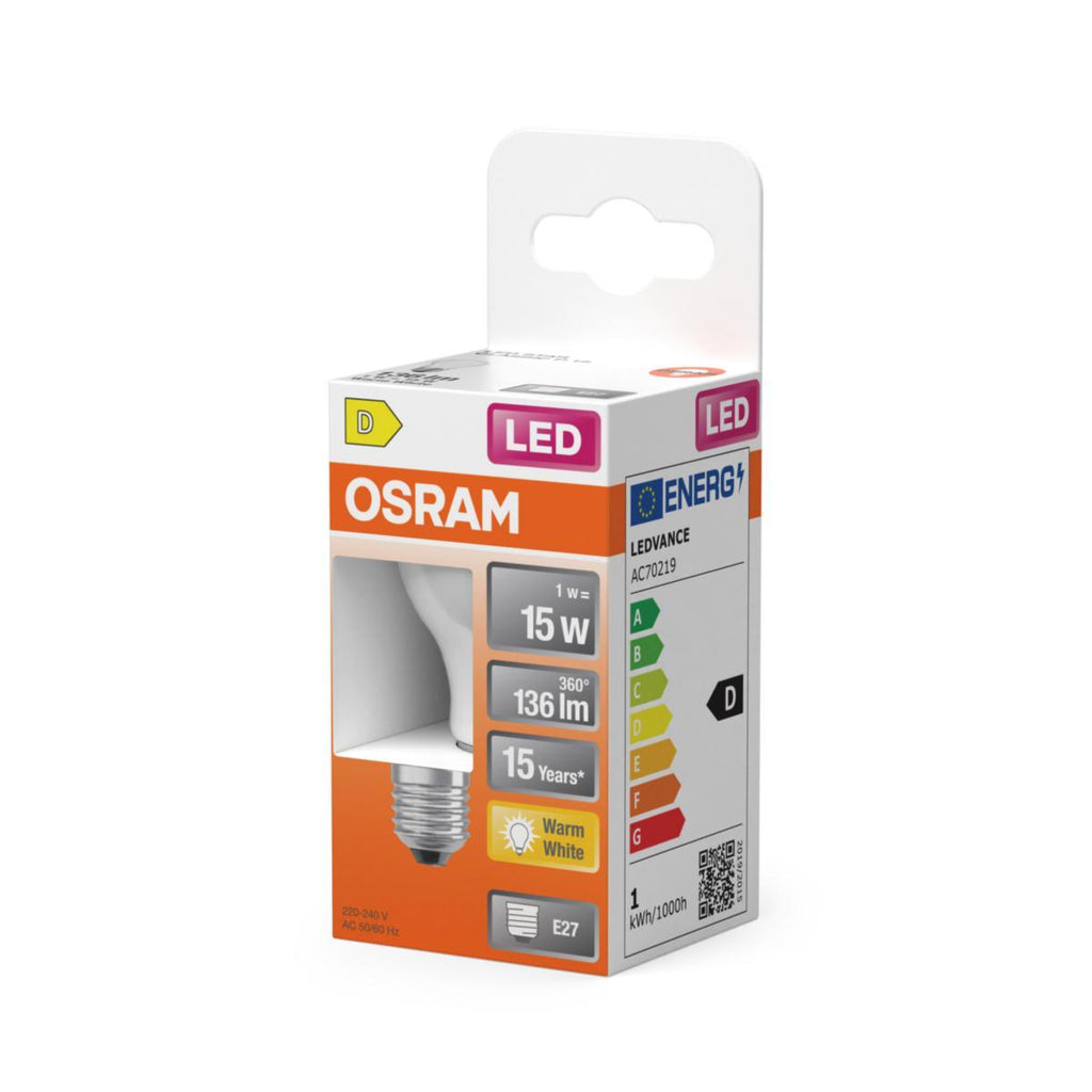 OSRAM LED-Lampen, rund, matt (15), E27, warmweiß | 1 W