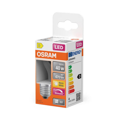 OSRAM LED-LAMPA RUND KLAR (40) E27 DIM | 3,4W