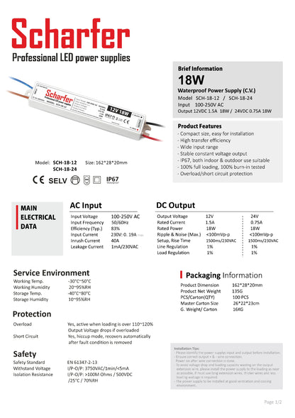 Transformator 230V AC auf 12V DC 18W