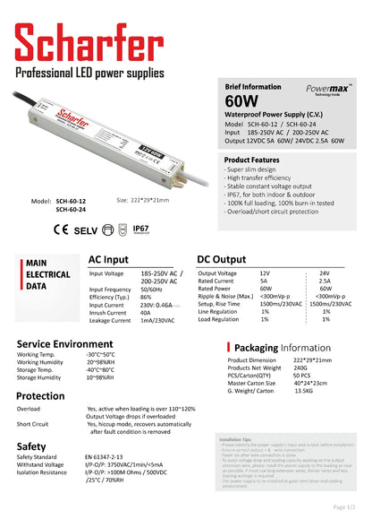 Transformator 230V AC auf 12V DC 60W