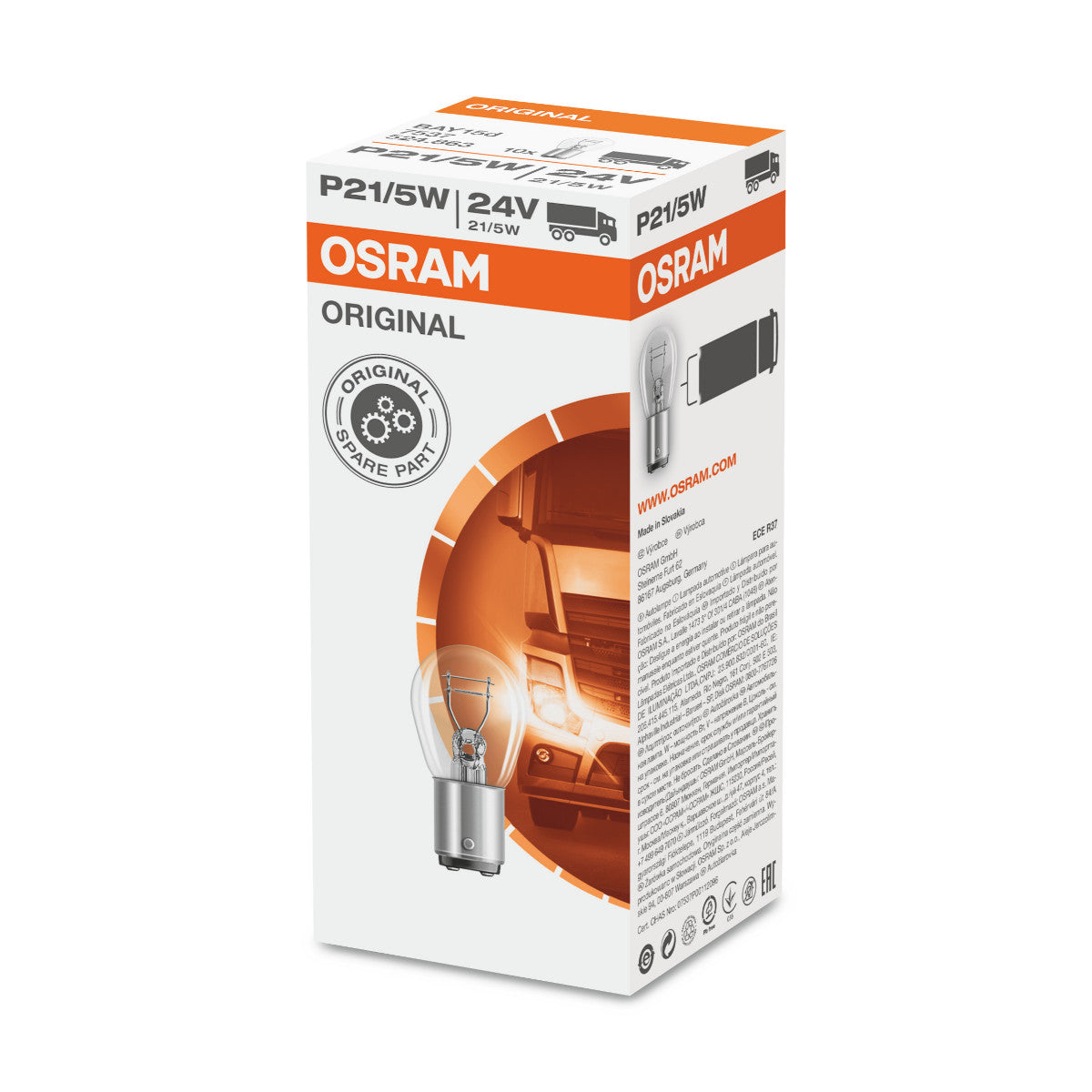 OSRAM ORIGINAL - METALLBASIS - P21-5W Zusatzglühlampe - BAY15d - 24V