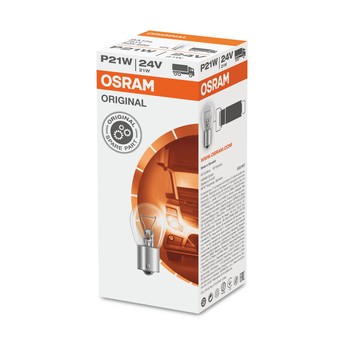 OSRAM ORIGINAL – METALLBASIS – P21W – 24V Extra-Glühbirne