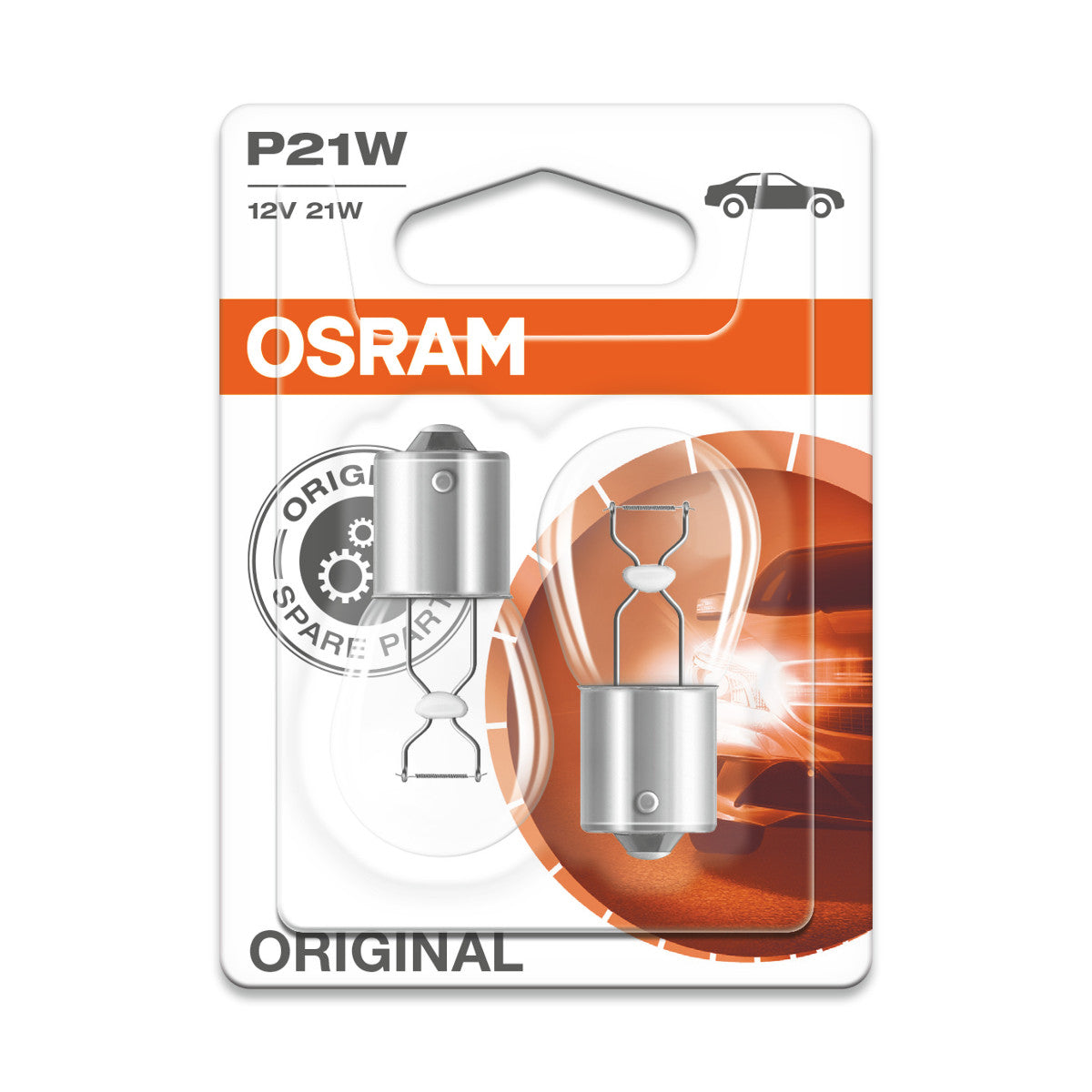 OSRAM ORIGINAL – METALLBASIS – P21W Extra-Glühbirne, 2er-Pack