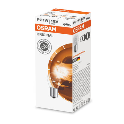 OSRAM ORIGINAL – METALLBASIS – P21W – 12V Extra-Glühbirne, 1er-Pack